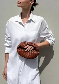 Rust Brown Knot Woven Crescent Bag