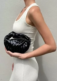 Black Knot Woven Crescent Bag