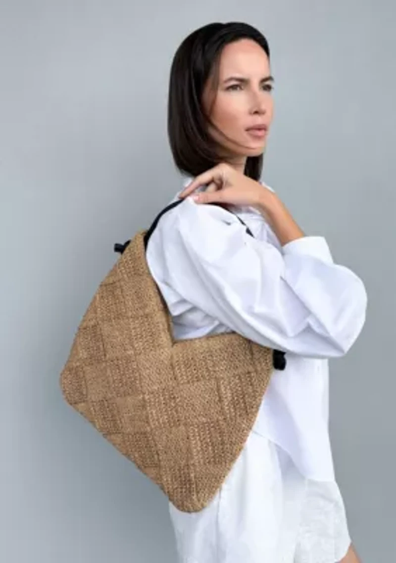 Natural Raffia Shoulder Hobo Bag