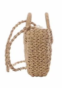 Natural Basket Arc Handle Bag with Shoulder Strap