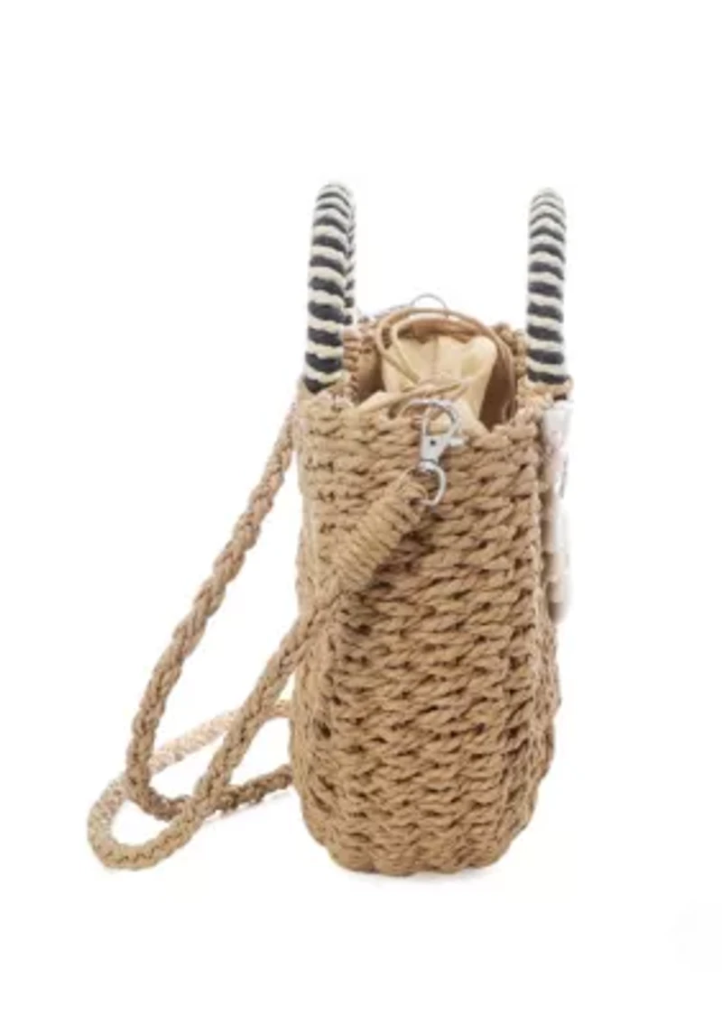 Basket Arc Shell-Embroidered Handle Bag with Shoulder Strap