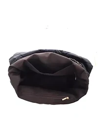 Black Quilted Cotton Tote with Chain Strap