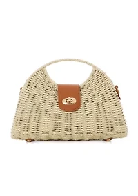 White Straw Picnic Basket Clutch
