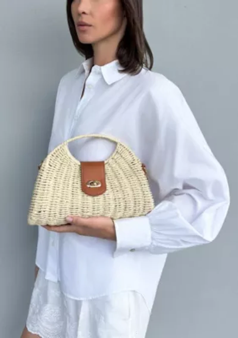 White Straw Picnic Basket Clutch