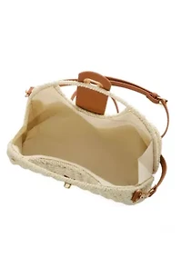 White Straw Picnic Basket Clutch