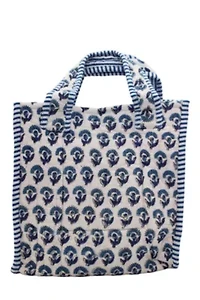 Quilted Block-Print Mini Tote Bag
