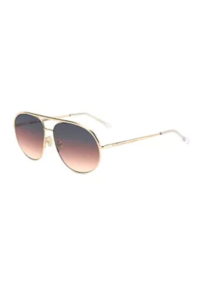 Gold Round Aviator Sunglasses