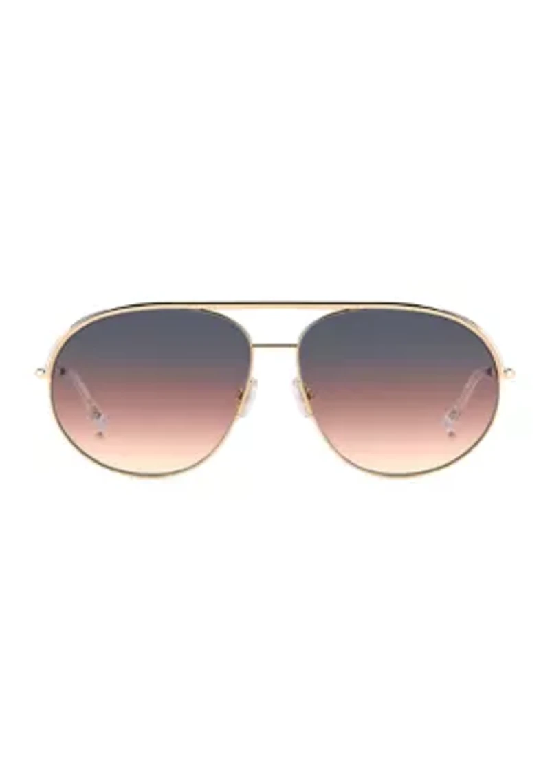 Gold Round Aviator Sunglasses