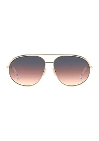 Gold Round Aviator Sunglasses