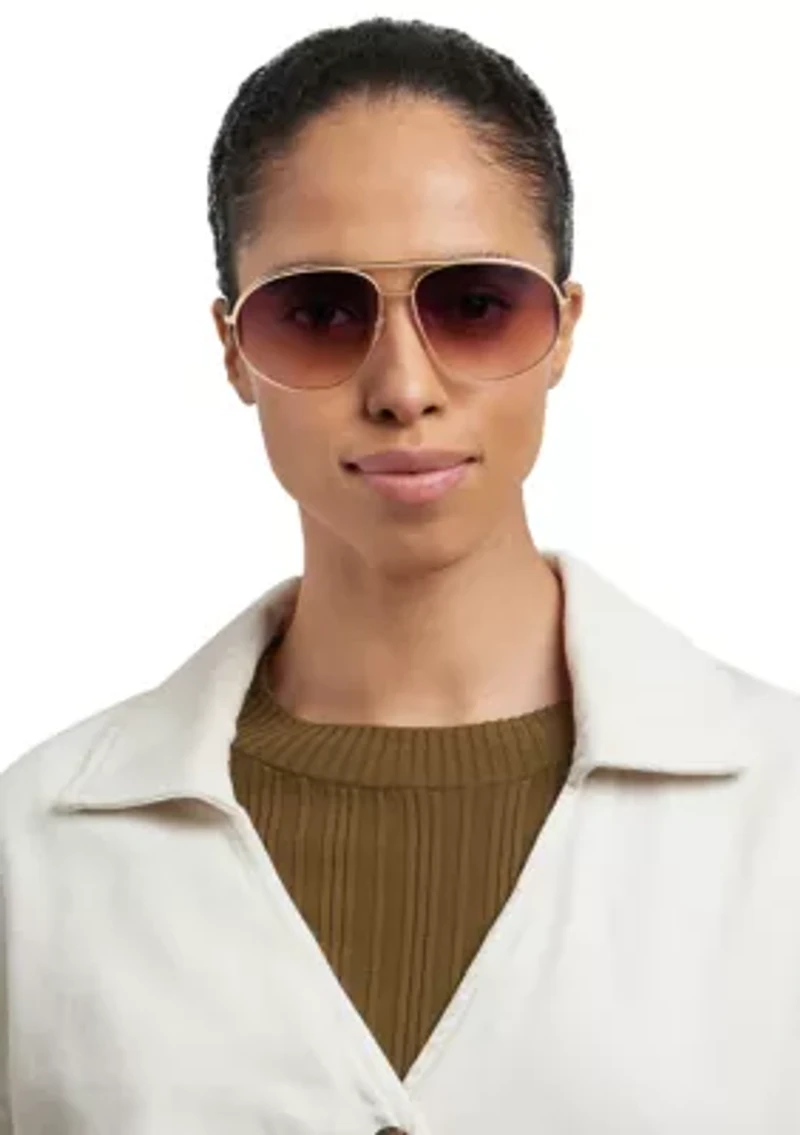 Gold Round Aviator Sunglasses