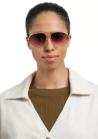 Gold Round Aviator Sunglasses