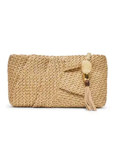 Raffia Clutch Bag with Tassel