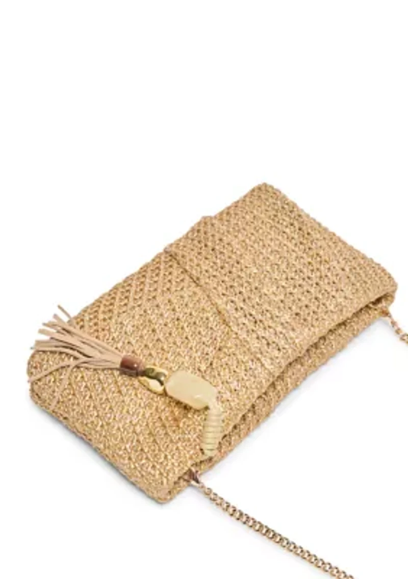 Raffia Clutch Bag with Tassel
