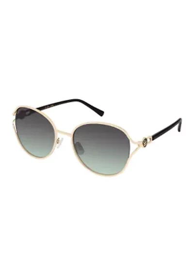 Metal Vented Oval Gold Sunglasses