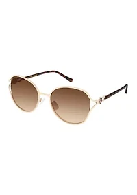 Metal Vented Oval Gold Sunglasses