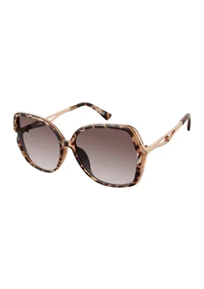 Plastic Oval Metal Temple Sunglasses