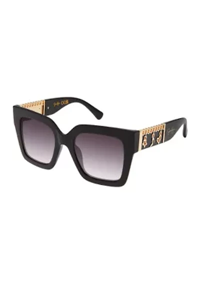 Oversized Square Sunglasses with Charms