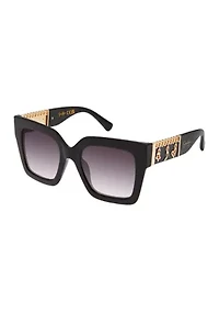 Oversized Square Sunglasses with Charms