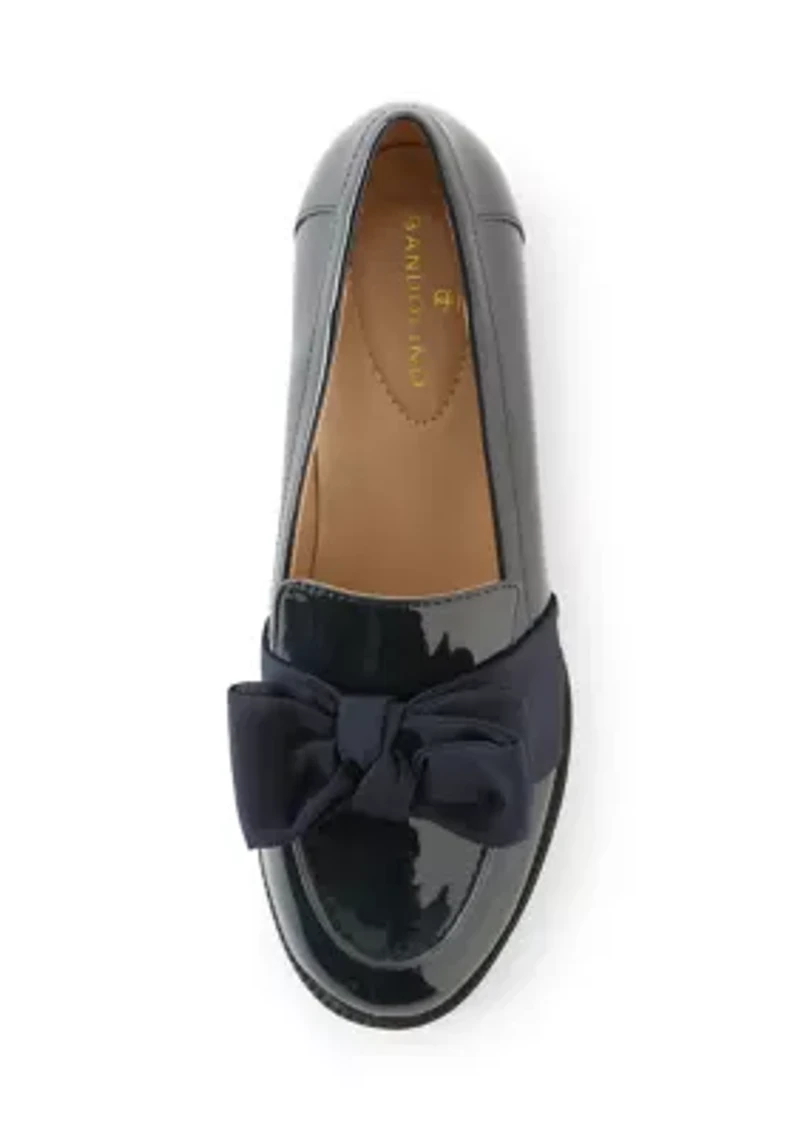 Lindio Bow Detail Block Heel Slip On Loafers