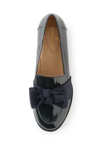 Lindio Bow Detail Block Heel Slip On Loafers