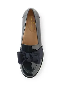 Lindio Bow Detail Block Heel Slip On Loafers
