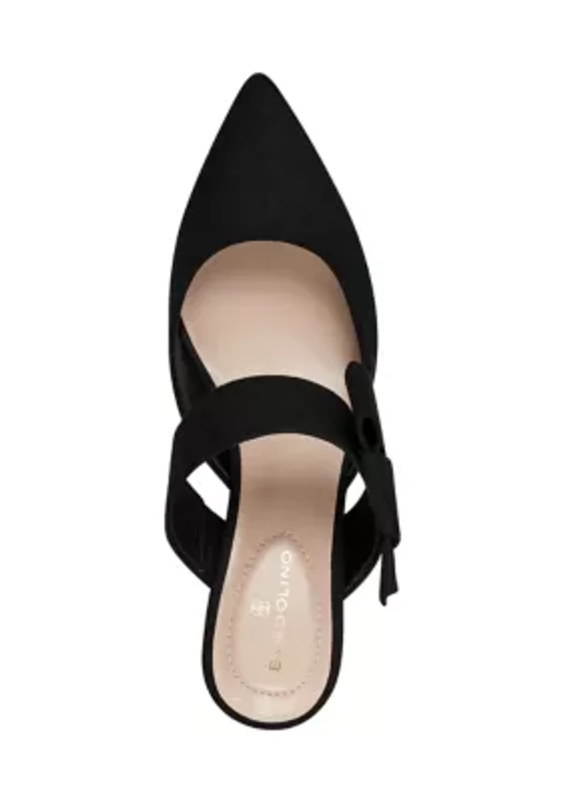 Millie Suede Bow Mule Pumps