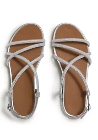 Gracie Crystal Strappy Back-Strap Sandals