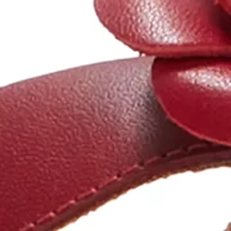 Gracie Flower Leather Flip Flops