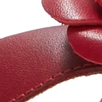 Gracie Flower Leather Flip Flops