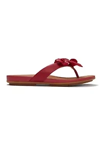 Gracie Flower Leather Flip Flops