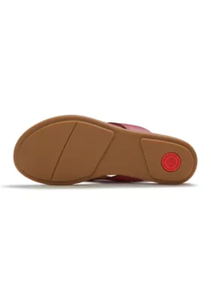 Gracie Flower Leather Flip Flops