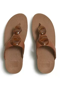 Lulu Marbled-Stone Toe-Post Sandals