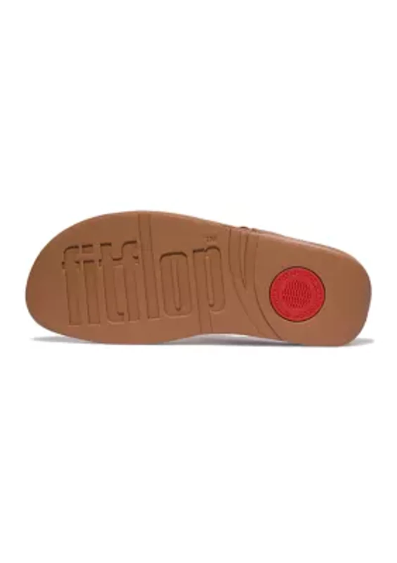 Lulu Square-Chain Leather Toe-Post Sandals