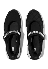 F-Mode Flow Crystal-strap Quilted Mary Janes