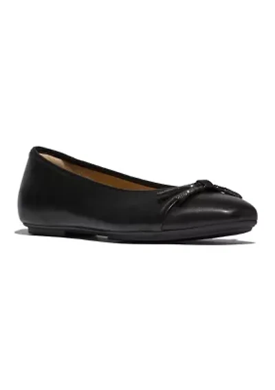 Delicato Glitz-Bow Leather Ballet Flats