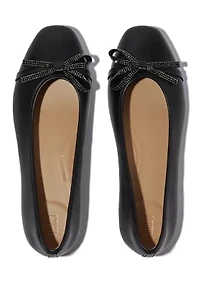 Delicato Glitz-Bow Leather Ballet Flats
