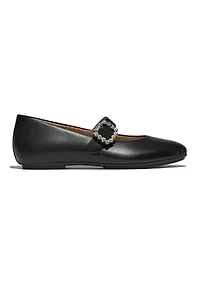 Delicato Crystal-Buckle Leather Mary Janes