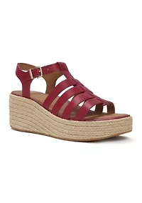 PLATFFORMS ESPADRILLE LEATHER FISHERMAN WEDGE SANDALS