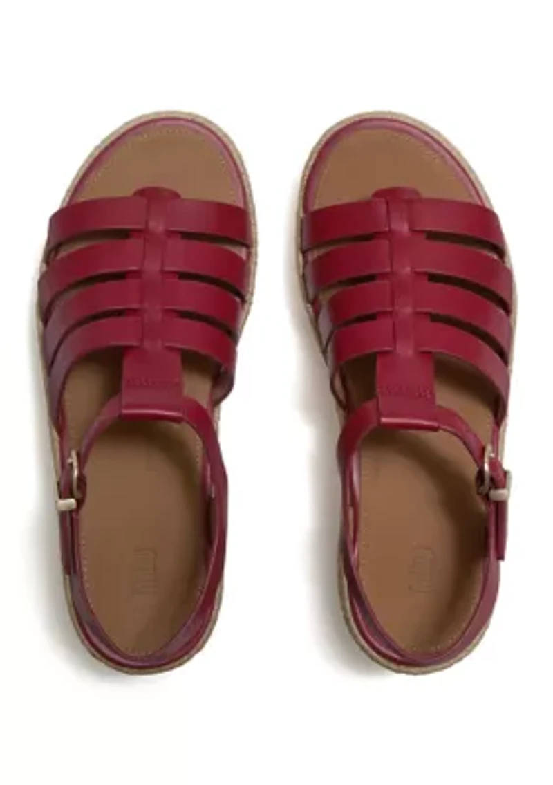 PLATFFORMS ESPADRILLE LEATHER FISHERMAN WEDGE SANDALS