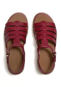 PLATFFORMS ESPADRILLE LEATHER FISHERMAN WEDGE SANDALS