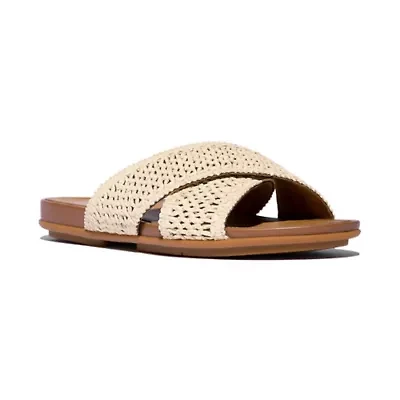 Gracie Woven Cross Slide Sandals