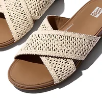 Gracie Woven Cross Slide Sandals