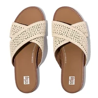 Gracie Woven Cross Slide Sandals