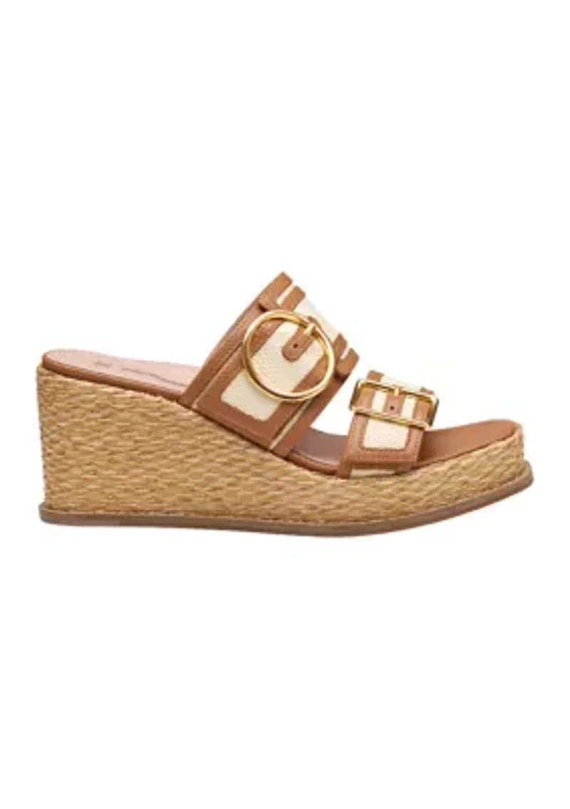 Mallory Double Buckle Wedge Sandals