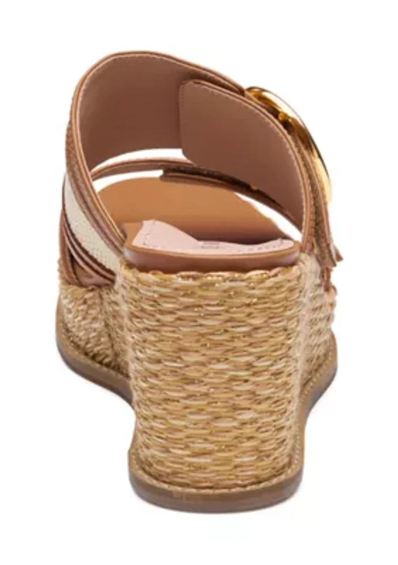 Mallory Double Buckle Wedge Sandals