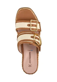 Mallory Double Buckle Wedge Sandals