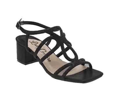 Devine, Rhinestone Block Heel Dressy Sandal