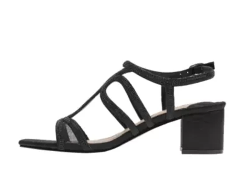 Devine, Rhinestone Block Heel Dressy Sandal