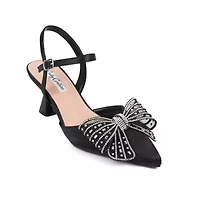 Leslie, Rhinestone Bow Ankle Strap Pump