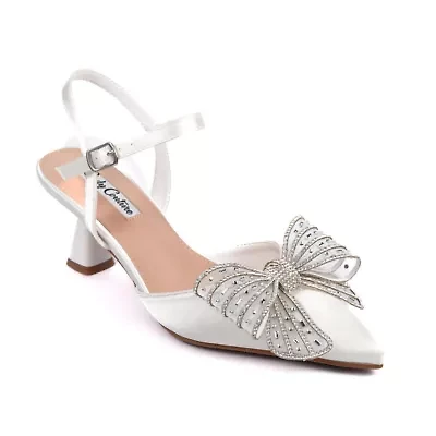 Leslie, Rhinestone Bow Ankle Strap Pump